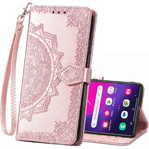 for Samsung Galaxy S24 Case Wallet for Women Man,PU Leather Tree Cat Flowers Embossed Wrist Strap Card Slots Pocket Kickstand Flip Protective Phone Case Cover for Galaxy S24 Light Purple in Kuwait