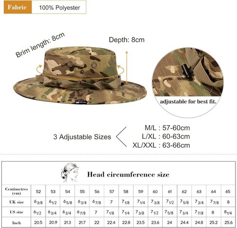 Oversized XL XXL Mens Sun Hats Wide Brim Fishing Safari UPF50+ Crown Big Head Chin Cord in Saudi Arabia