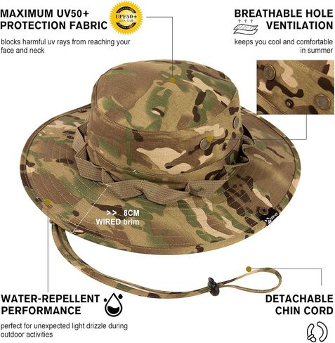Oversized XL XXL Mens Sun Hats Wide Brim Fishing Safari UPF50+ Crown Big Head Chin Cord in Saudi Arabia