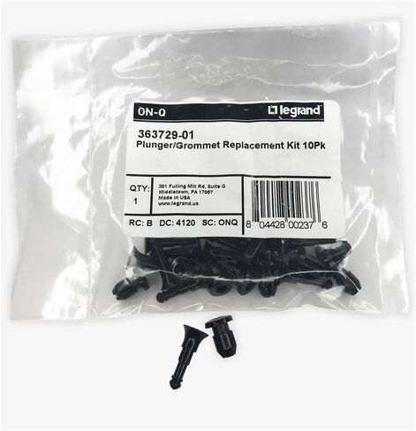 On-Q Legrand-On-Q Home Office & Theatre، مجموعة المكبس ذات الحلقات المعدنية، دبابيس ومسامير، دبابيس قفل بالضغط، أسود، عبوة من 10 قطع، 363729-01 in Kuwait