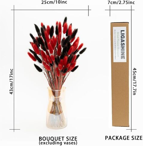 Bunny Tails 110 PCS Bunny Tails Dried Flowers, Black red Dried Bunny Tails, Pampas Grass for Wedding, Rustic Party, Farmhouse Decor,Home Decor in Saudi Arabia