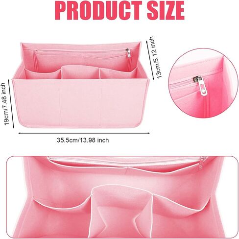 Rubber Beach Bag Organizer Compatible with Bogg Bag/Simply Southern, Felt Tote Organizer Insert with 7 Pockets for Bogg Bag Accessories, Only for Bogg Bag M-Size (Pink) in Saudi Arabia
