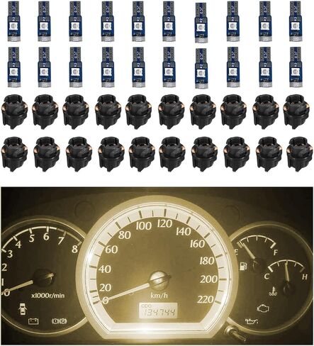 20 قطعة T5 مصابيح LED للوحة قيادة السيارة، 3030-3SMD لمبة أضواء LED عالية الإضاءة للسيارة مع مقبس ملتوي، لمبة LED داخلية تلقائية لقياس ضوء لوحة لوحة القيادة (وردي) in Kuwait