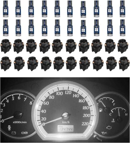 20 قطعة T5 مصابيح LED للوحة قيادة السيارة، 3030-3SMD لمبة أضواء LED عالية الإضاءة للسيارة مع مقبس ملتوي، لمبة LED داخلية تلقائية لقياس ضوء لوحة لوحة القيادة (وردي) in Kuwait