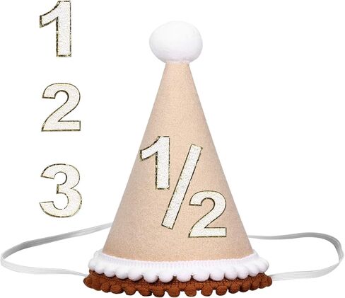 Boho 1st Birthday Hat, 1/2-3st Birthday Hat Replaceable Conical Cap - Natural Boho First Birthday Decorations in Kuwait