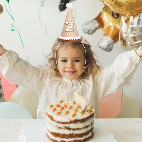 Boho 1st Birthday Hat, 1/2-3st Birthday Hat Replaceable Conical Cap - Natural Boho First Birthday Decorations in Kuwait