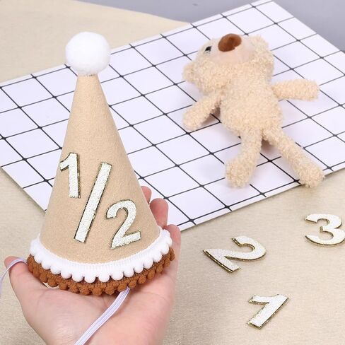 Boho 1st Birthday Hat, 1/2-3st Birthday Hat Replaceable Conical Cap - Natural Boho First Birthday Decorations in Kuwait