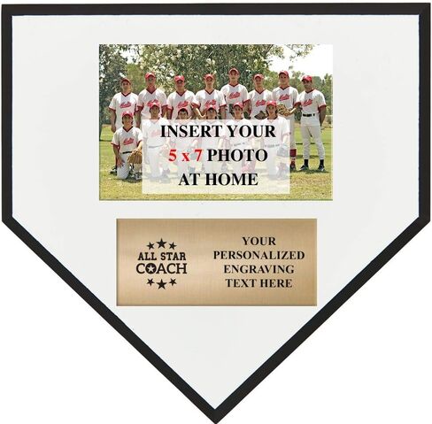 Crown Awards 10" All Star Coach Home Plate Team Photo Plaque, Custom Engraved All Star Coach Trophy, Insert Your Own 5X7 Photo, Engraving Included, Prime in Saudi Arabia