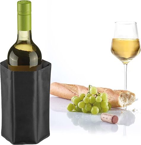 2Pcs Wine Cooler Sleeve Wine Bottle Chiller Ice Pack Adjustable Bottle Wrap Keep Wine Cool and Refreshing for Red White Champagne or Sparkling (Black) in Saudi Arabia