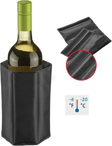 2Pcs Wine Cooler Sleeve Wine Bottle Chiller Ice Pack Adjustable Bottle Wrap Keep Wine Cool and Refreshing for Red White Champagne or Sparkling (Black) in Saudi Arabia