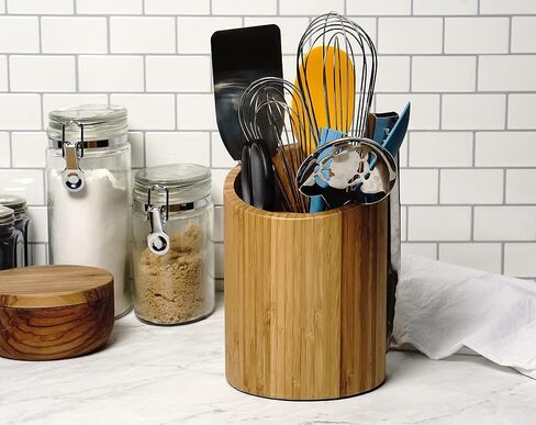 RSVP International Bamboo Collection, Countertop Décor for Kitchen & Tabletop, Tool Holder, 5.5(DIA)x7.75" in Kuwait