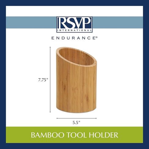 RSVP International Bamboo Collection, Countertop Décor for Kitchen & Tabletop, Tool Holder, 5.5(DIA)x7.75" in Kuwait