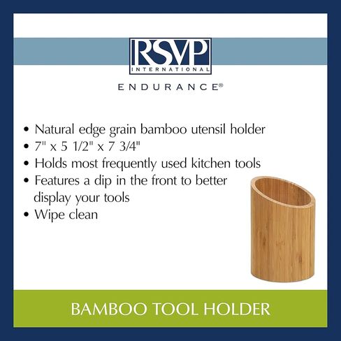 RSVP International Bamboo Collection, Countertop Décor for Kitchen & Tabletop, Tool Holder, 5.5(DIA)x7.75" in Kuwait