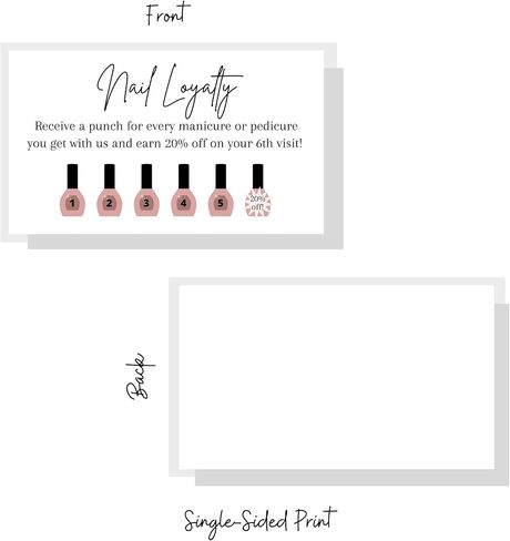 Nail Loyalty Discount Card | Physical Printed 2x3.5" inch Business Card Size | White with Black Design in Saudi Arabia