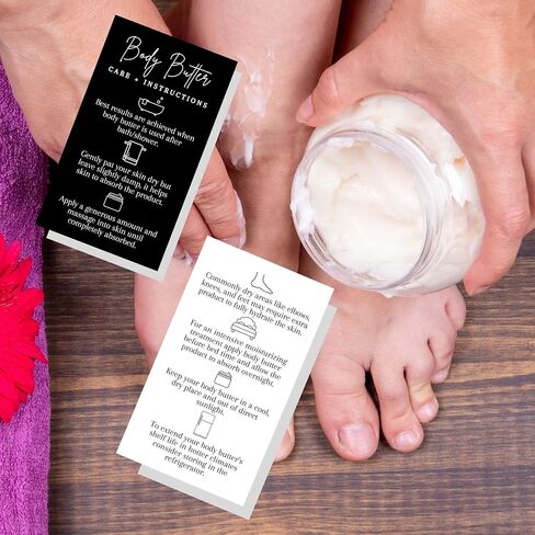 Body Butter Instruction + Care Cards | 50 Pack | 2 x 3.5" inch Business Card | Instructions for Handmade Maker | Black and White Design in Saudi Arabia
