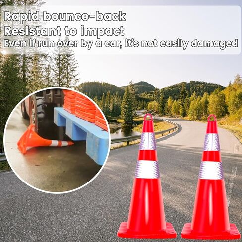 Zonegrace 6 Pack Traffic Safety Cones 28 inch with Reflective Collars, PVC Orange Safety Parking Cones for Traffic Control,Driveway,Road,Street, Free Yellow Caution Tape 3-inch x 300 feet in Saudi Arabia