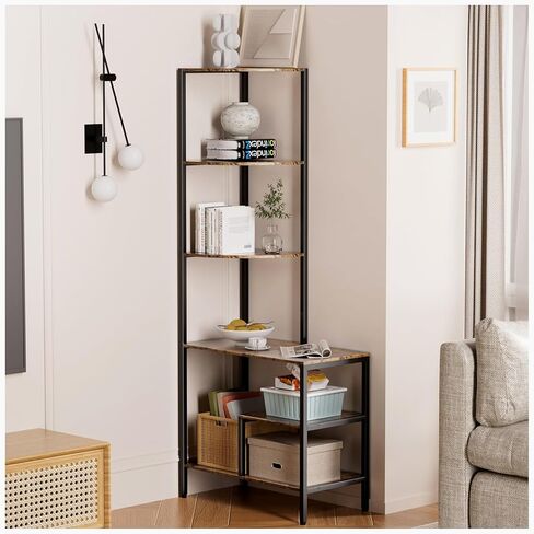 Corner Bookshelf, Corner Shelf, Corner Shelf Stand, Corner Stand,Corner Cabinet, Corner Bookcase, Measures 28" x 14" x67"inches, Vintage Style in Kuwait
