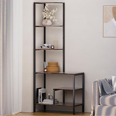 Corner Bookshelf, Corner Shelf, Corner Shelf Stand, Corner Stand,Corner Cabinet, Corner Bookcase, Measures 28" x 14" x67"inches, Vintage Style in Kuwait