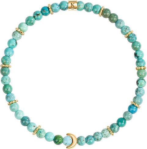 كارما آند لاك "أنا مباركة - مجموعة أساور نسائية من أكوامارين فيروزي بيريت مون، للشفاء والتوازن والازدهار مع شريط تعويذة، مجوهرات روحية in Kuwait