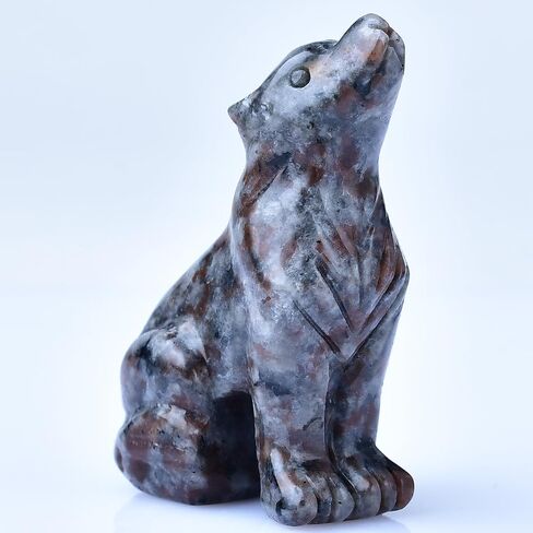 2.1 Inch Black Obsidian Wolf Crystal Statue，Wolf Gifts Healing Crystal Decor，Wolf Totem Figurines Stone Energy Gemstones, in Bedroom Office Christmas Meditation Gifts for Men Gril Women in Saudi Arabia