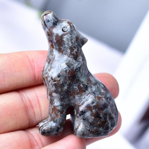 2.1 Inch Black Obsidian Wolf Crystal Statue，Wolf Gifts Healing Crystal Decor，Wolf Totem Figurines Stone Energy Gemstones, in Bedroom Office Christmas Meditation Gifts for Men Gril Women in Saudi Arabia