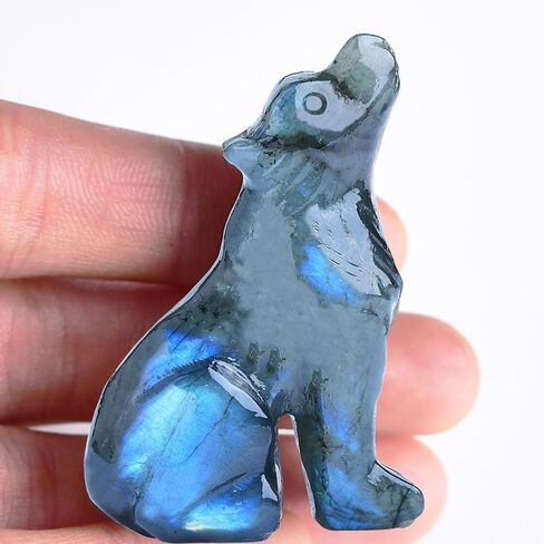 2.1 Inch Black Obsidian Wolf Crystal Statue，Wolf Gifts Healing Crystal Decor，Wolf Totem Figurines Stone Energy Gemstones, in Bedroom Office Christmas Meditation Gifts for Men Gril Women in Saudi Arabia