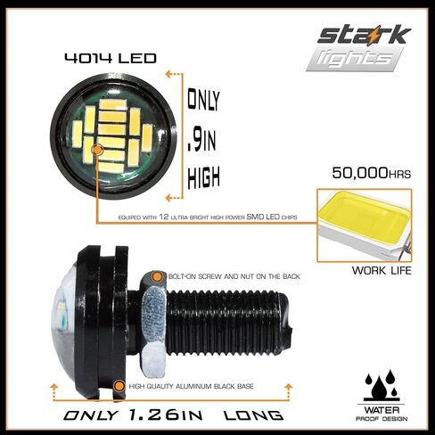 ستارك إندستريز 23 مم لمبة عين النسر الضوء الأبيض، قوة عالية 9 وات 12-SMD DRL سيارة دراجة نارية بدوره إشارة ضوء الضباب أضواء احتياطية، 6 عبوات in Kuwait