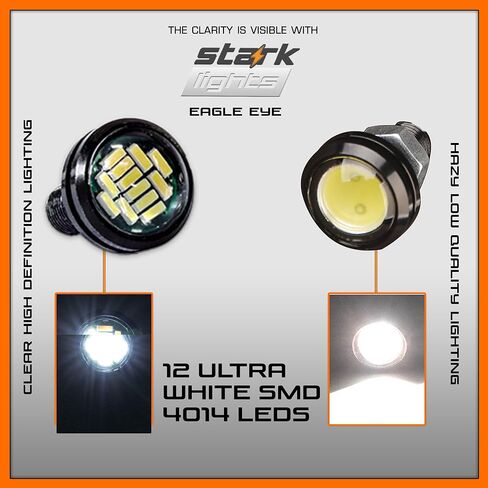 ستارك إندستريز 23 مم لمبة عين النسر الضوء الأبيض، قوة عالية 9 وات 12-SMD DRL سيارة دراجة نارية بدوره إشارة ضوء الضباب أضواء احتياطية، 6 عبوات in Kuwait