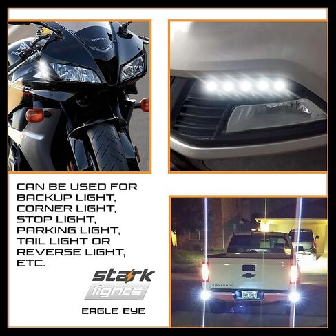 ستارك إندستريز 23 مم لمبة عين النسر الضوء الأبيض، قوة عالية 9 وات 12-SMD DRL سيارة دراجة نارية بدوره إشارة ضوء الضباب أضواء احتياطية، 6 عبوات in Kuwait