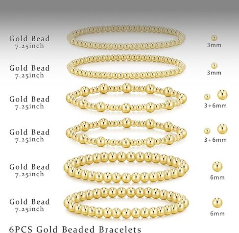 أساور الذهب للنساء 14K مطلية بالذهب تكويم حبة الكرة سوار مجموعة تمتد الذهب مطرز أساور الذهب والمجوهرات للنساء هدايا in Kuwait