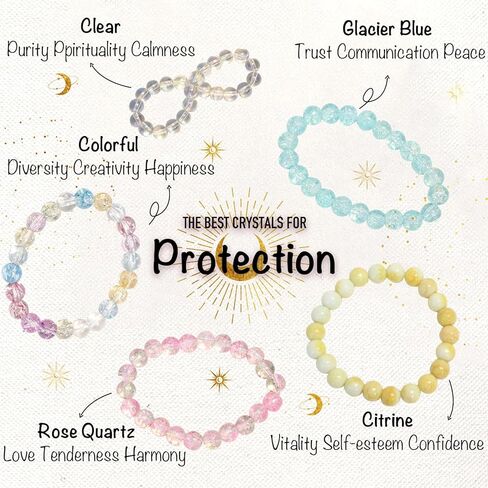 ZIFTY 9 قطع أساور كريستال شفاء للنساء والرجال 8 مم أساور مطرزة بأحجار كريمة مستديرة هدية مجوهرات، هدايا عيد الأم in Kuwait