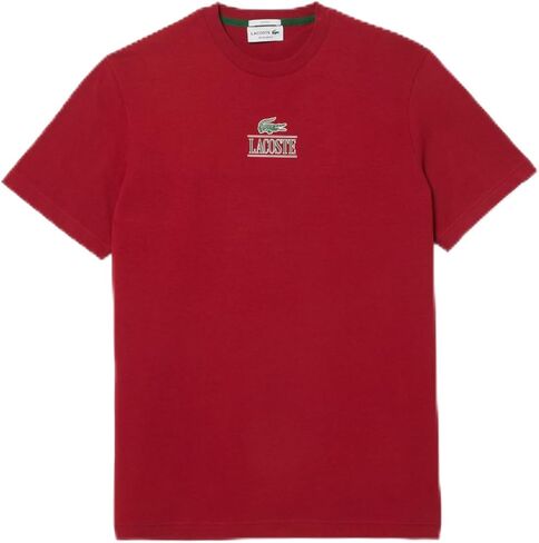 تي شيرت Lacoste بمقاس عادي وأكمام قصيرة ورقبة دائرية مع رسمة تمساح صغيرة على الجزء الأمامي من الصدر in Saudi Arabia