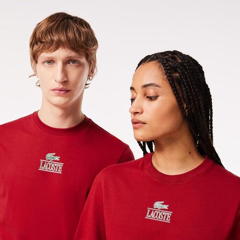 تي شيرت Lacoste بمقاس عادي وأكمام قصيرة ورقبة دائرية مع رسمة تمساح صغيرة على الجزء الأمامي من الصدر in Saudi Arabia