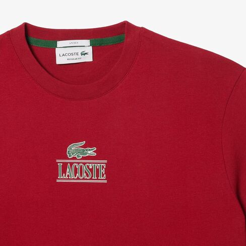 تي شيرت Lacoste بمقاس عادي وأكمام قصيرة ورقبة دائرية مع رسمة تمساح صغيرة على الجزء الأمامي من الصدر in Saudi Arabia