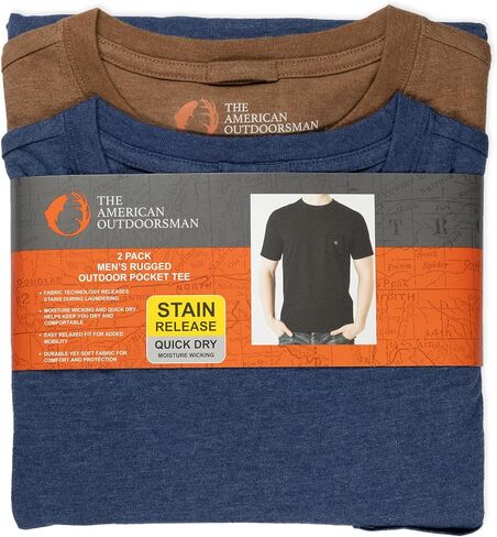 The American Outdoorsman Men's Short Sleeve Rugged Workwear T-Shirt 2-Pack, Perfect for Camping, Hiking, and Outdoors in Saudi Arabia
