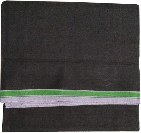 فستان Stylesindia الرجالي المصنوع من القطن الخالص Lungi Sarong Mundu Dhoti Kaili India العرقي بألوان ثابتة (أسود) in Kuwait