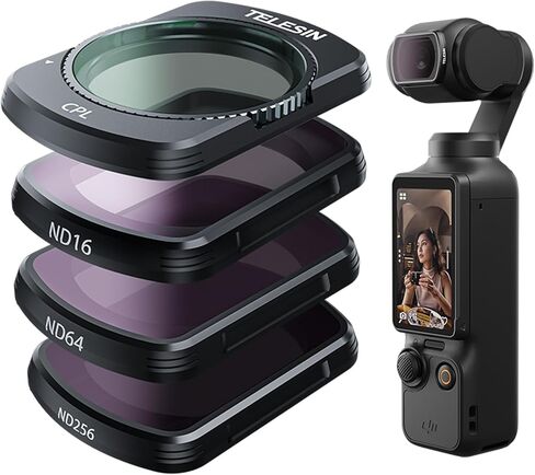 مجموعة أدوات تركيب العدسات المغناطيسية لـ DJI Osmo Pocket 3، 4 عبوات CPL ND16 ND64 ND256 مستقطبة بكثافة محايدة HD فائقة النحافة من زجاج كورنينج عدسة مرشح حامي مجموعة أدوات للجيب 3 ملحقات in Kuwait