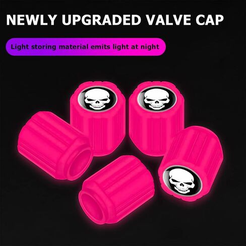 12PCS Fluorescent Skull Car Tire Valve Stem Caps, ABS Corrosion Resistant Wheel Valve Cover, Luminous Illuminated Cap Glow in The Dark, Auto Decor Accessories for Motorcycles Bicycles (Blue/Red) in Kuwait