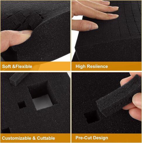4Pcs Pick Apart Foam Insert, 16 X 12 X 2" Pick and Pluck Foam, Black Pluck Pre Cube Sheet Foam for Board Game Box Cases Toolbox Camera Storage Drawer Crafts in Saudi Arabia