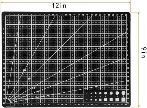 Self Healing Sewing Mat, Rotary Cutting Mat Double Sided 5-Ply Craft Cutting Board for Sewing Crafts Hobby Fabric Precision Scrapbooking Project 9inch x 12inch (A4-Black) in Saudi Arabia