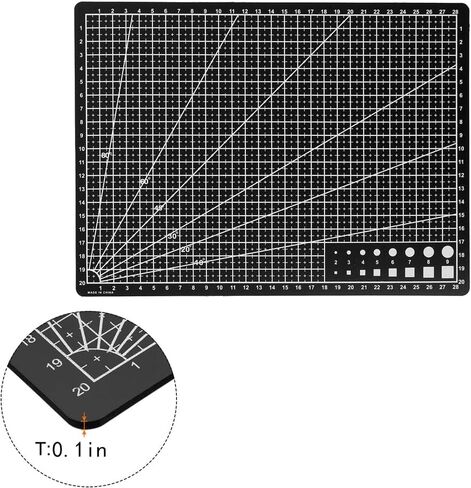 Self Healing Sewing Mat, Rotary Cutting Mat Double Sided 5-Ply Craft Cutting Board for Sewing Crafts Hobby Fabric Precision Scrapbooking Project 9inch x 12inch (A4-Black) in Saudi Arabia
