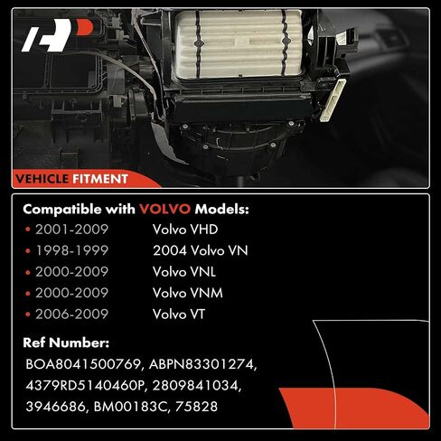 A-Premium HVAC A/C Heater Blower Motor with Fan Cage Compatible with Volvo Vehicles - 2001-2009 VHD, 1998-1999 2004 VN, 2000-2009 VNL, 2000-2009 VNM, 2006-2009 VT in Saudi Arabia
