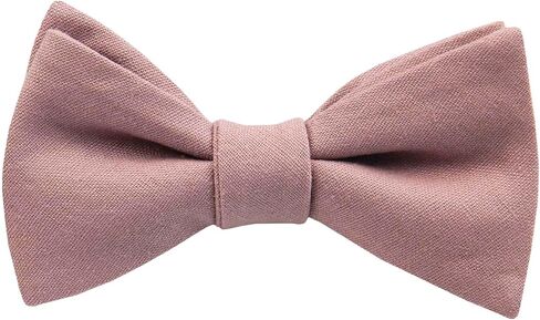 Mens Solid Linen Self Tie Bow Ties - Classic Butterfly Bowties - Wedding Formal Bowtie (Dusty Rose), Large in Saudi Arabia