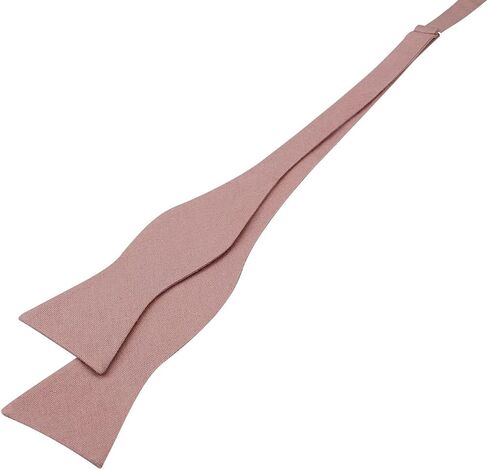 Mens Solid Linen Self Tie Bow Ties - Classic Butterfly Bowties - Wedding Formal Bowtie (Dusty Rose), Large in Saudi Arabia