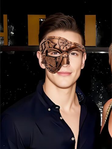 Steampunk Metal Cyborg Venetian Mask, Masquerade Mask For Halloween Costume Party/Phantom Of The Opera/Mardi Gras Ball in Kuwait