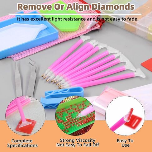 Wokape 51Pcs 5D DIY Diamond Painting Accessories and Tools Kit, DIY Dimand Art Paintings Kit Contains Point Drill Pen, Tweezers, Plastic Tray, Sticker, Glue Clay, Clips, Pen Holders for Adults or Kid in Kuwait