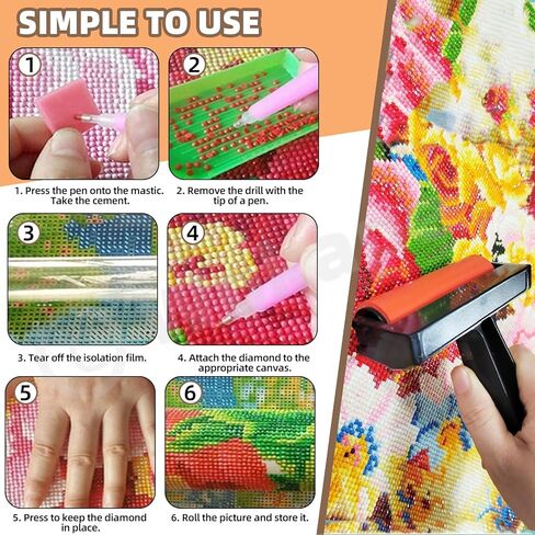 Wokape 51Pcs 5D DIY Diamond Painting Accessories and Tools Kit, DIY Dimand Art Paintings Kit Contains Point Drill Pen, Tweezers, Plastic Tray, Sticker, Glue Clay, Clips, Pen Holders for Adults or Kid in Kuwait