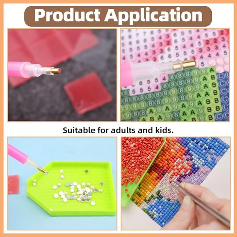 Wokape 51Pcs 5D DIY Diamond Painting Accessories and Tools Kit, DIY Dimand Art Paintings Kit Contains Point Drill Pen, Tweezers, Plastic Tray, Sticker, Glue Clay, Clips, Pen Holders for Adults or Kid in Kuwait
