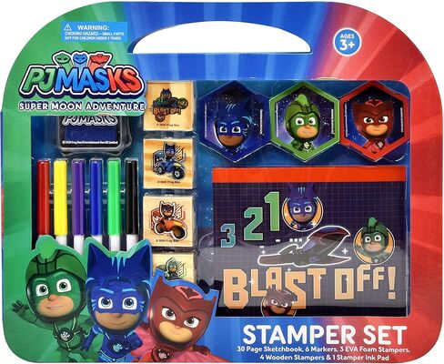 مجموعة أدوات التلوين والأنشطة من بي جي ماسكس، مجموعة أدوات حرفية خالية من الفوضى للأطفال الصغار والأطفال، تتضمن لوازم الرسم الفنية كتاب رسم و6 أقلام تلوين و3 إسفنج و4 أختام خشبية in Kuwait