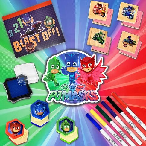 مجموعة أدوات التلوين والأنشطة من بي جي ماسكس، مجموعة أدوات حرفية خالية من الفوضى للأطفال الصغار والأطفال، تتضمن لوازم الرسم الفنية كتاب رسم و6 أقلام تلوين و3 إسفنج و4 أختام خشبية in Kuwait